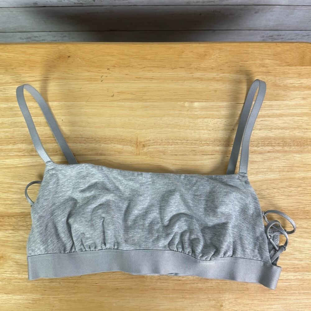 Aerie Scoop Lace Up Bralette GraySize Large